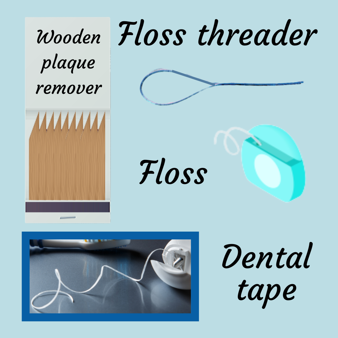 floss threader with floss and dental tape floss
