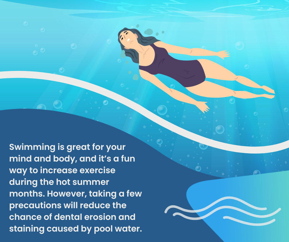 Graphic of woman swimming with excerpt text from the article